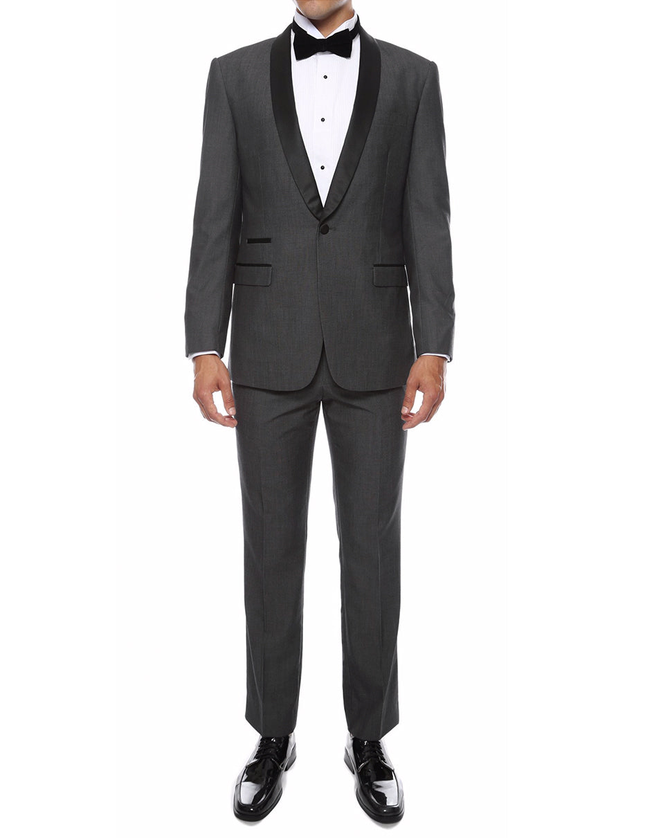 Skinny Fit Shawl Tuxedo in Charcoal Grey