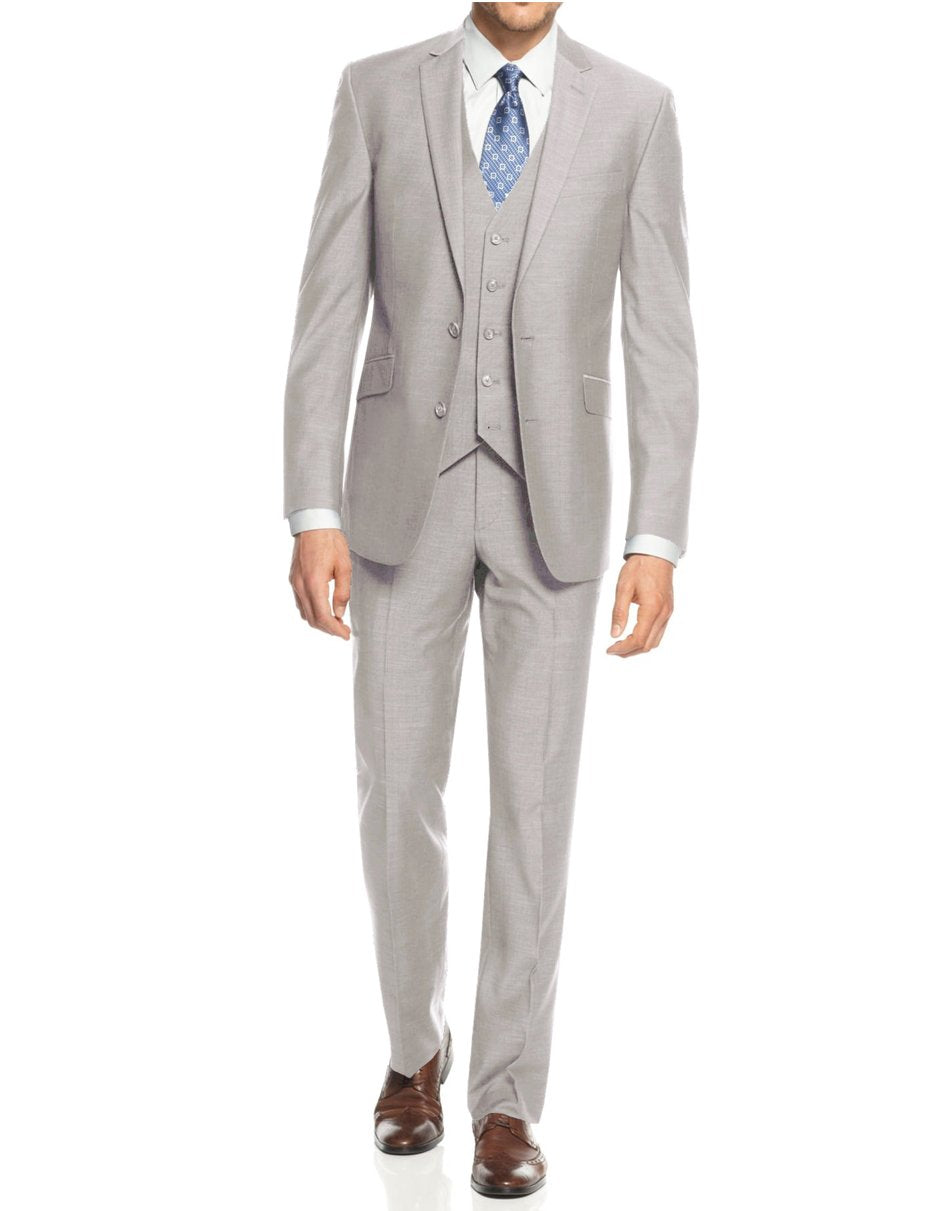 Smart Slim Light Grey 3-Piece Suit for Men