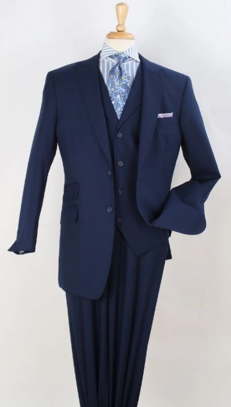 Classic Fit 3-Piece Suit with Peak Lapel