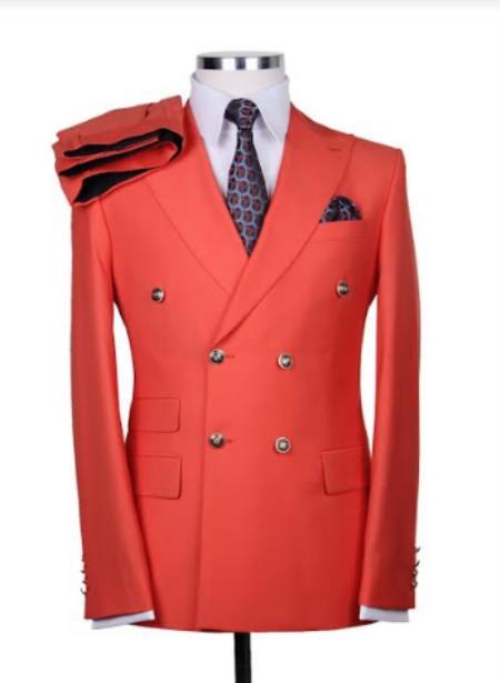 Orange Suit with Gold Buttons for Men