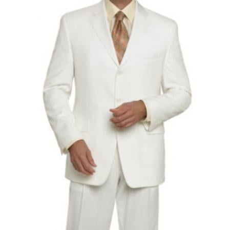 Men's 3 Button 39s Off White poly~rayon Suit
