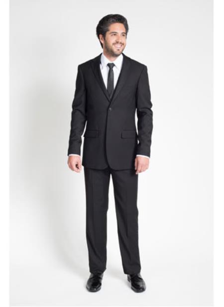 Men's 2 Button Black Slim Fit Suit