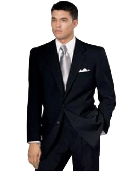 Reg: No Pleated Flat Front Pants With 2 Button Solid Black Jacket Affordable Cheap Priced Men's Dress Suit For Sale