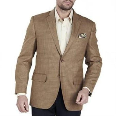 Men's Camel Tweed Authentic Mantoni Brand Solid Suit- High End Suits - High Quality Suits