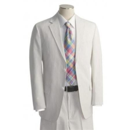 Men's 2 Button White Tone on Tone Suit