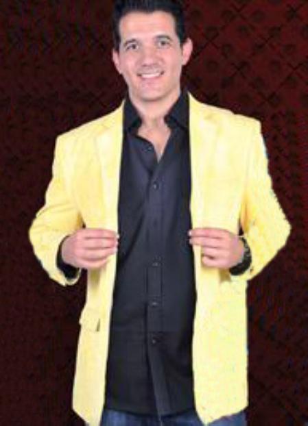 Men's Cotton/Rayon 2 Button Sport Coat Side Vents Yellow