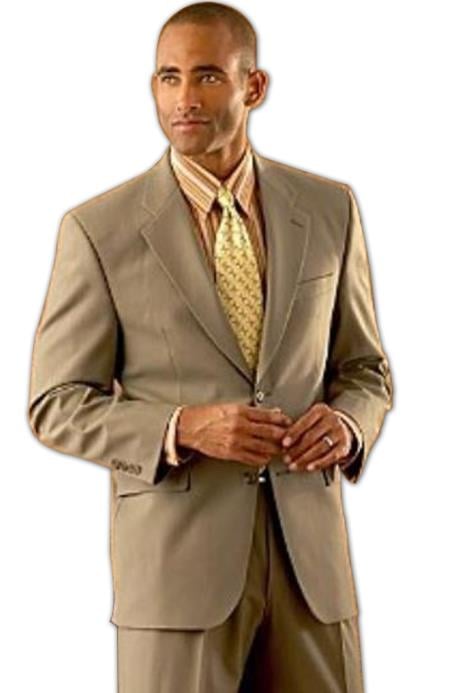Groomsmen Suits Coffee Tan ~ Beige/ Men's 2 Button Super Double Side Vent 2 Piece Suits - Two piece Business suits