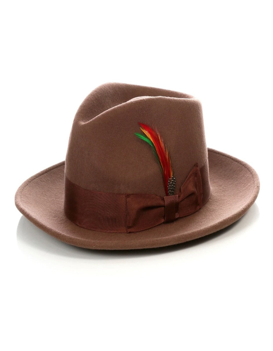 Men’s Brown Gangster Untouchable Fedora – Classic Dress Hat