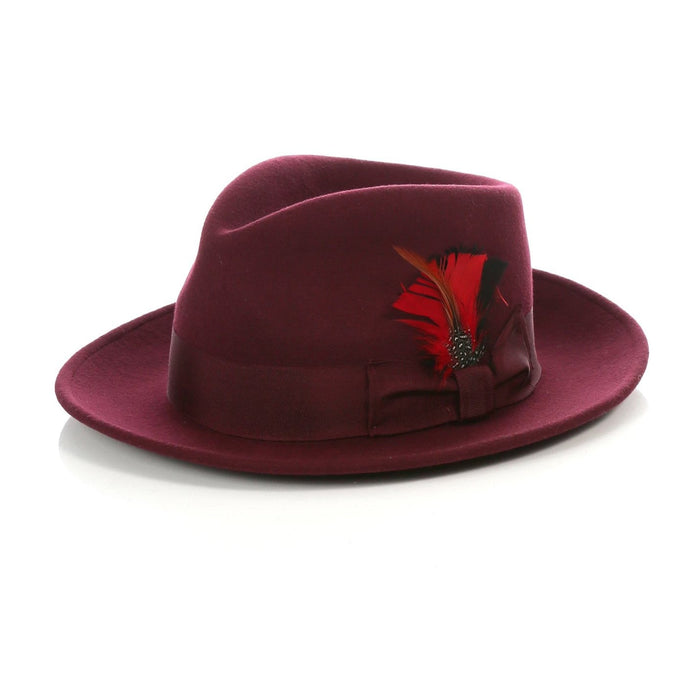 Men’s Burgundy Gangster Untouchable Fedora – Classic Dress Hat