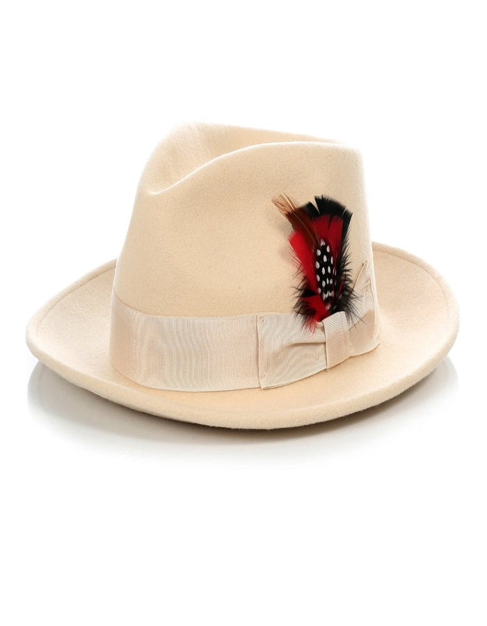 Men’s Light Tan Gangster Untouchable Fedora – Classic Dress Hat