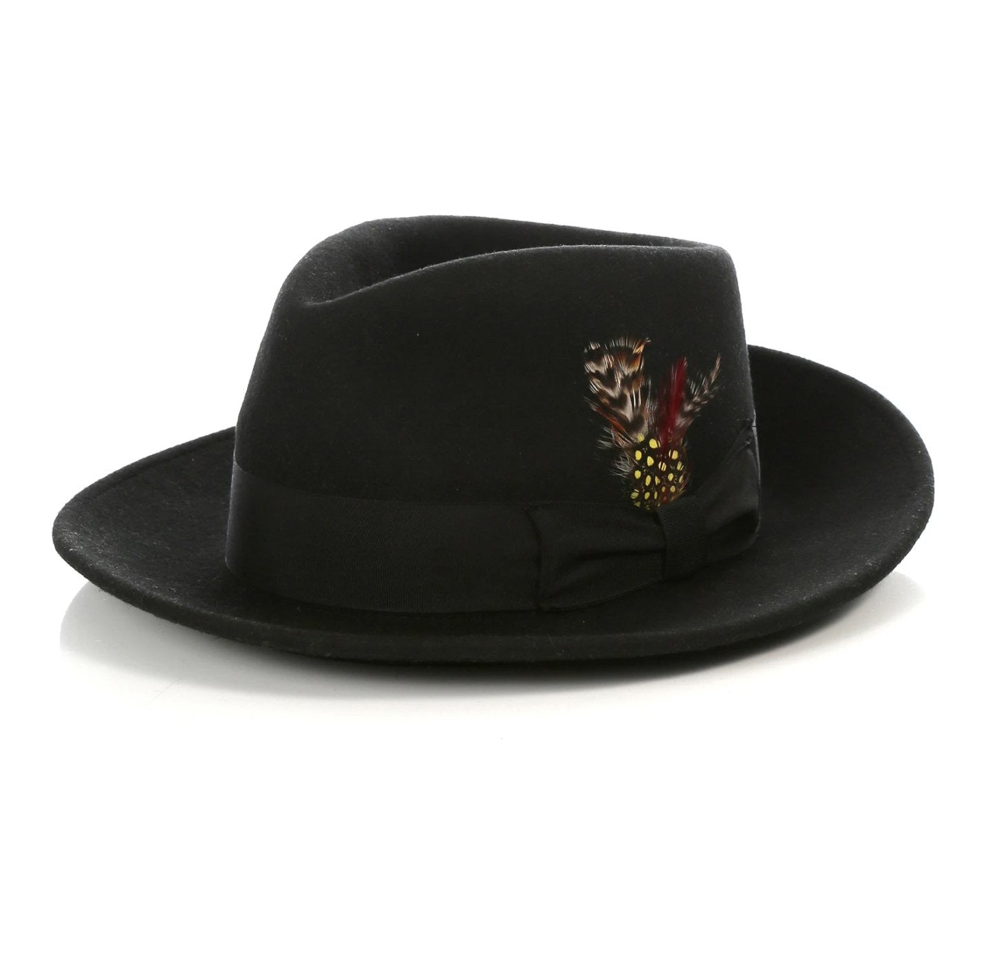 Mens Black Wool Gangster Fedora Hat