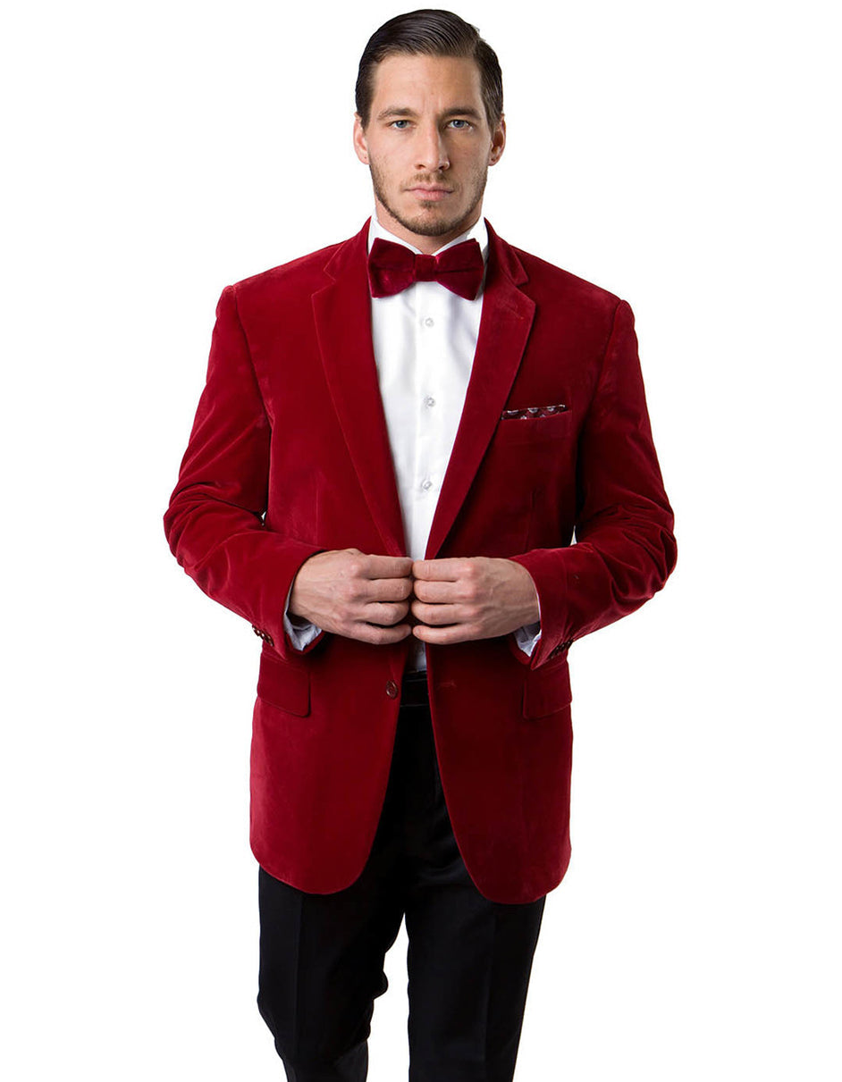 2 Button Velvet Blazer in Red for Men