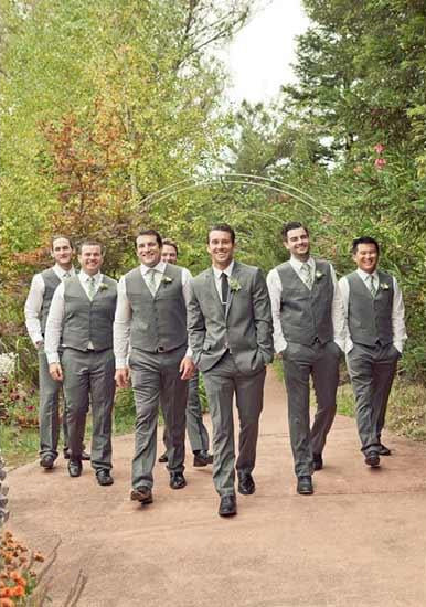 Groomsmen Package Combo ~ Combination Deal Vest & Pants Set (no Jacket) Grey ~ Gray