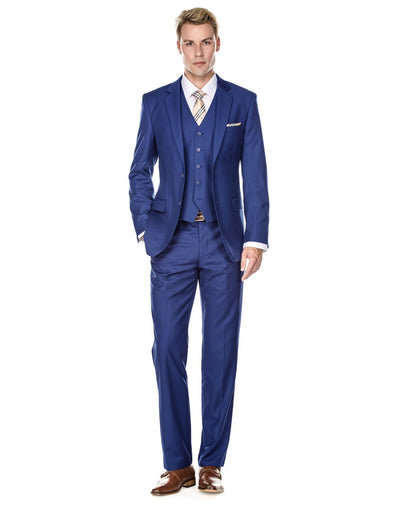 Modern Indigo Blue Suit with Vest
