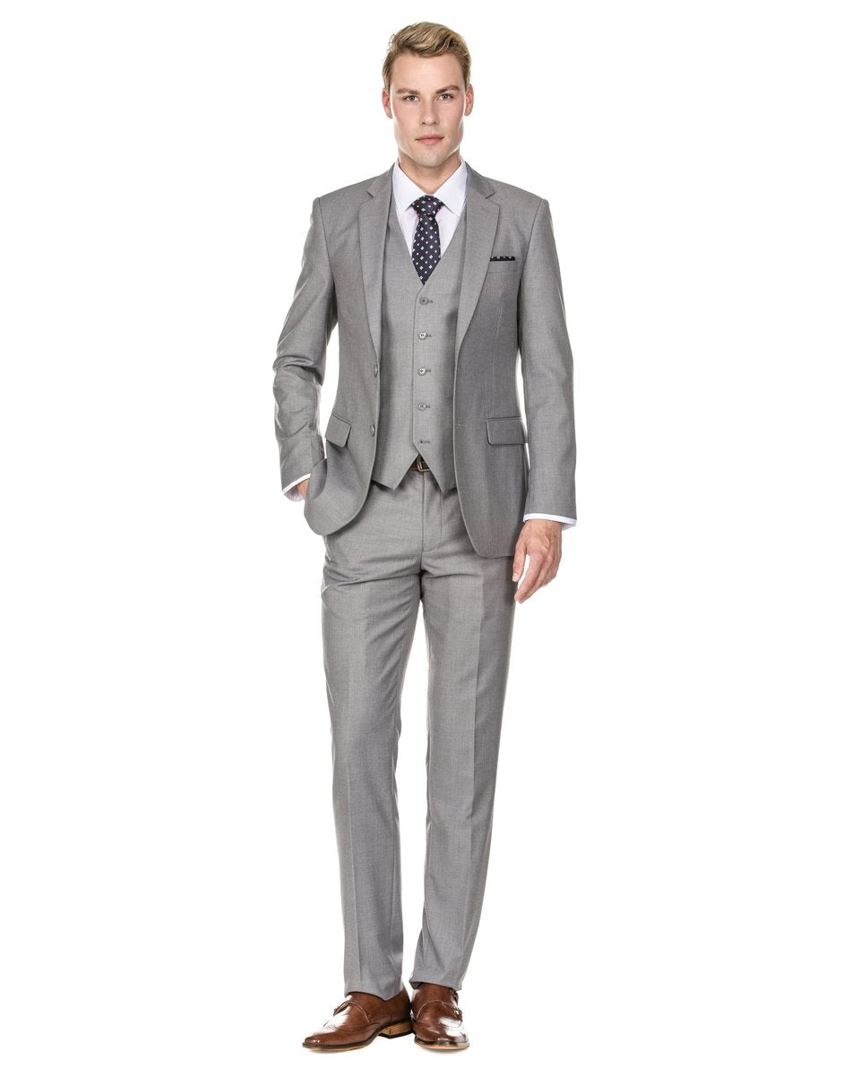 Vested Modern Fit Suit in Light Grey