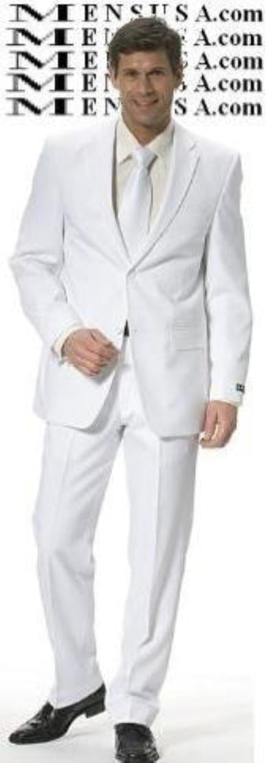 skinny Cool Light Weight 2or3 Button Taper Slim Cut Suit - All White Suit