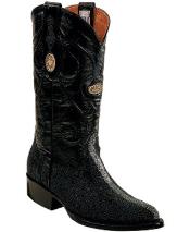 Men's White Diamonds Genuine Stingray mantarraya skin Full Leather Lining Black Botas de mantarraya - Mantarraya boots