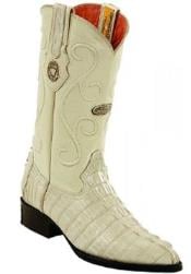 Men's White Diamonds Single Stitched Welt Genuine caiman tale Bone Boots