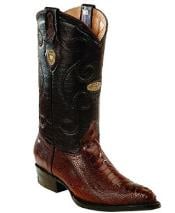 Men's White Diamonds Leather Upper Shaft Genuine Ostrich Leg Brown Boots