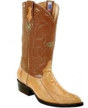 Men's White Diamonds Genuine Ostrich Leg J Toe Sand Boots