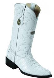 Men's White Diamonds Replaceable Heel Cap Genuine caiman tale White Boots