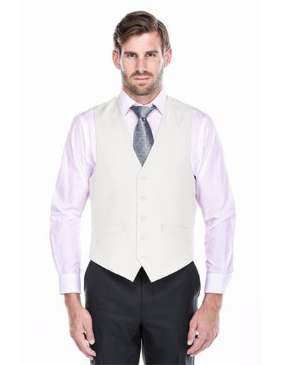 Men's 5 Button White Classic Fit Vest