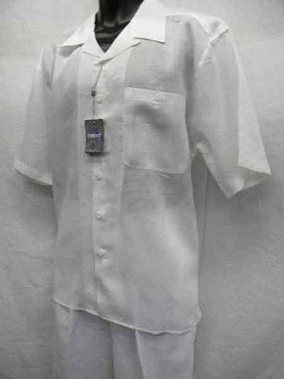 Men's Two Piece White Linen Short Sleeve Big Size Casual Casual Two Piece Mens Walking Outfit For Sale Pant Sets Suit all white outfits for men