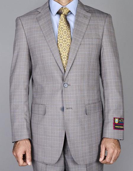 Giorgio Fiorelli Suit Men's Windowpane Authentic Giorgio Fiorelli Brand suits Flat Front Pants
