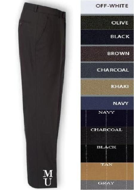 FLAT FRONT No Pleat Men's WOOL DRESS PANTS HAND MADE RELAX FIT