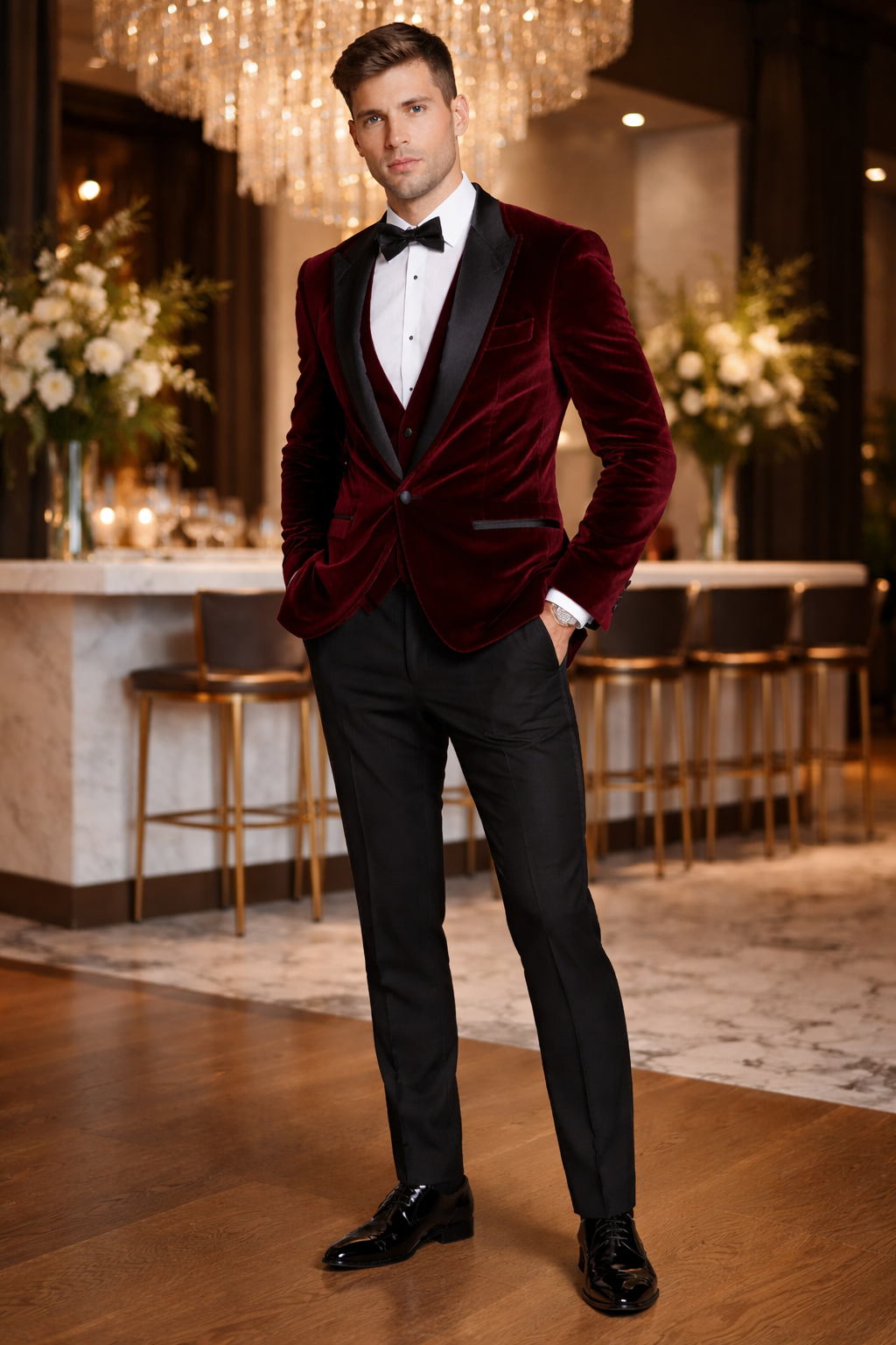 Men's Burgundy Velvet ~ Crushed Velour Tuxedo Men's blazer Jacket ~ Sport coat Burgundy Tuxedo