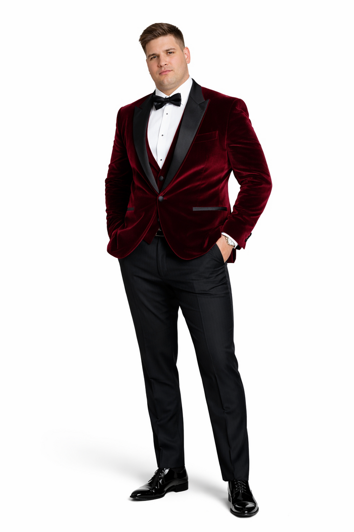 Men's Burgundy Velvet ~ Crushed Velour Tuxedo Men's blazer Jacket ~ Sport coat Burgundy Tuxedo