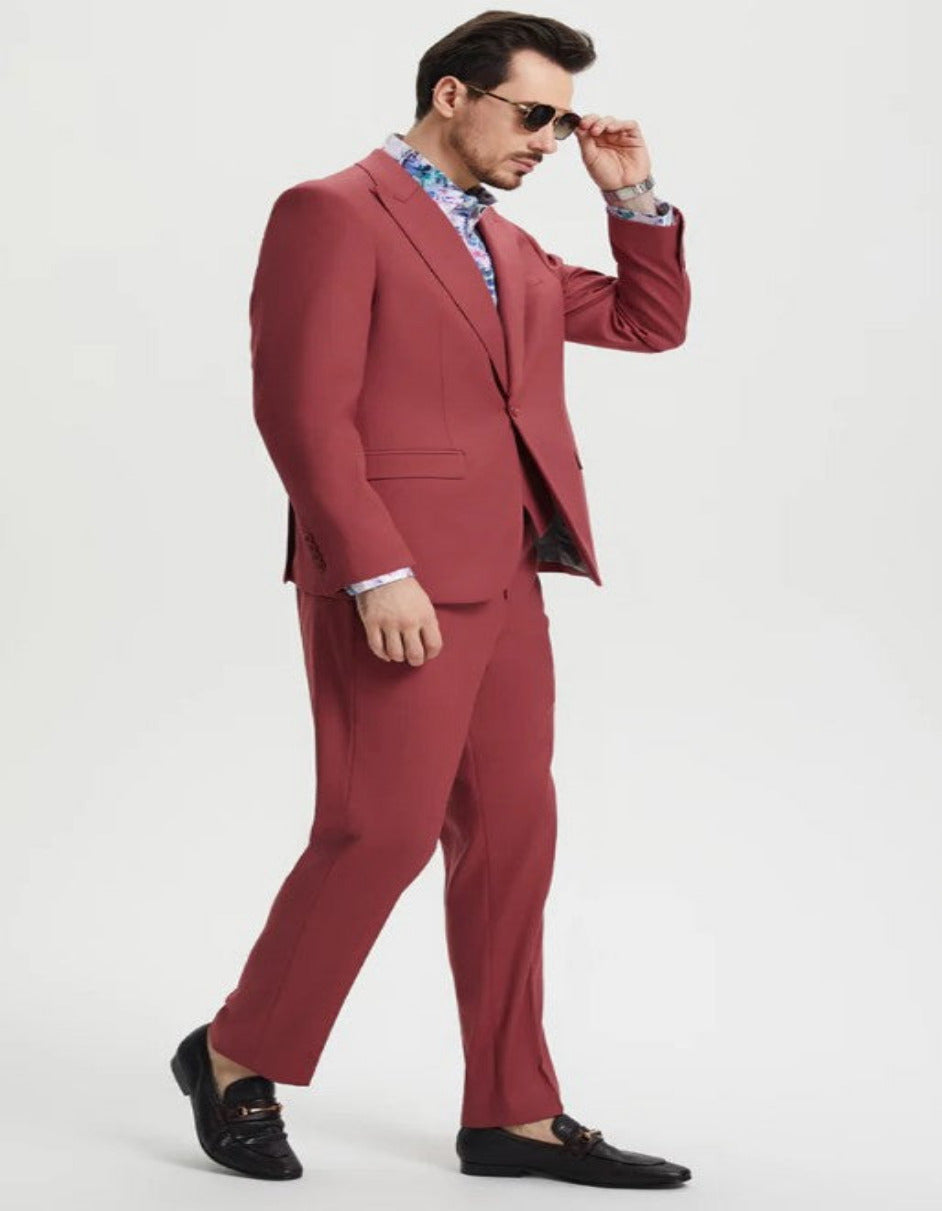 Men's Coral Blush Pink Peak Lapel Suit