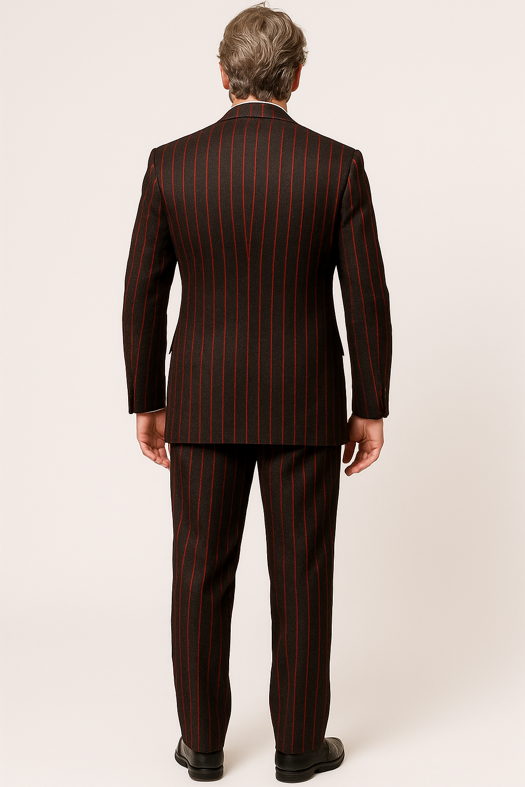 Mens Chalk Stripe Suit - Black and Red Suit