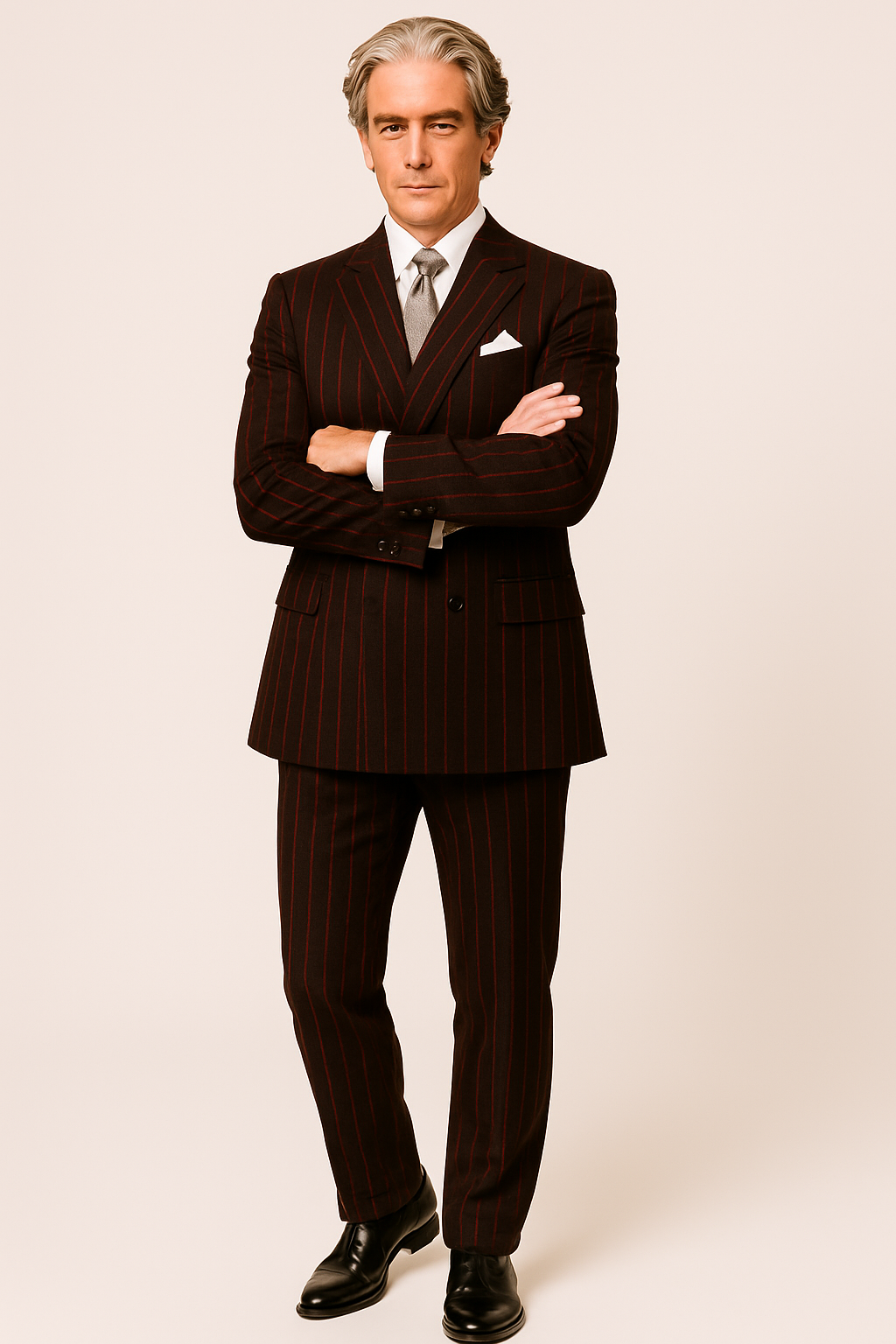 Mens Chalk Stripe Suit - Black and Red Suit