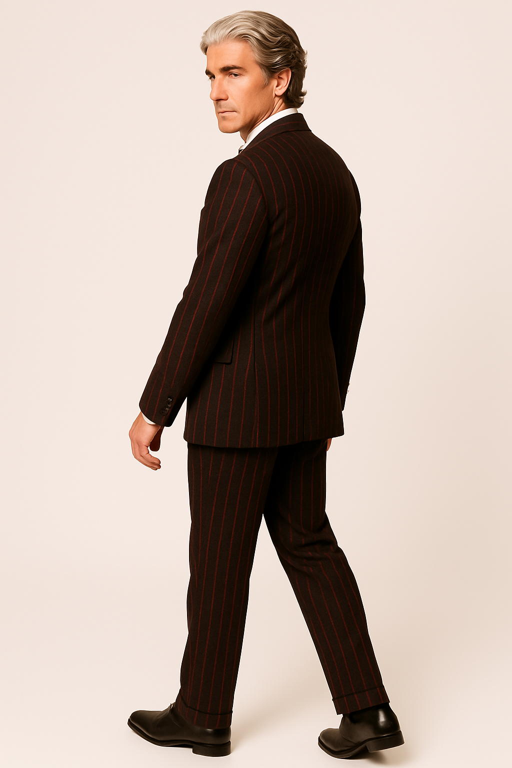 Mens Chalk Stripe Suit - Black and Red Suit