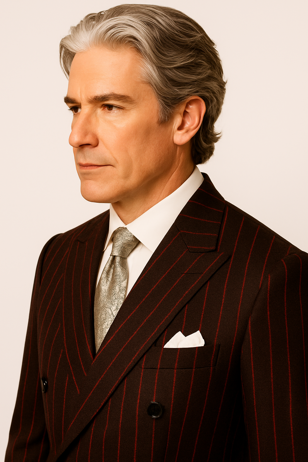 Mens Chalk Stripe Suit - Black and Red Suit