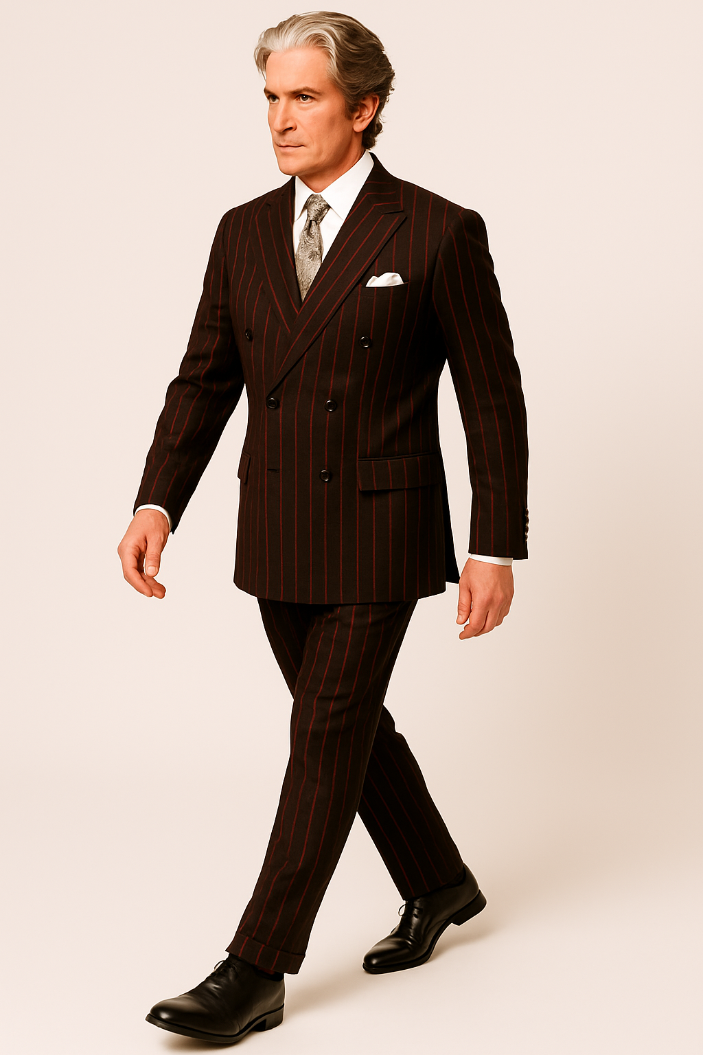 Mens Chalk Stripe Suit - Black and Red Suit