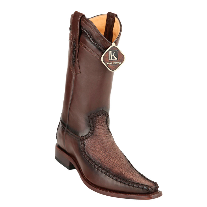 King Exotic Sharkskin European Toe Boots Brown