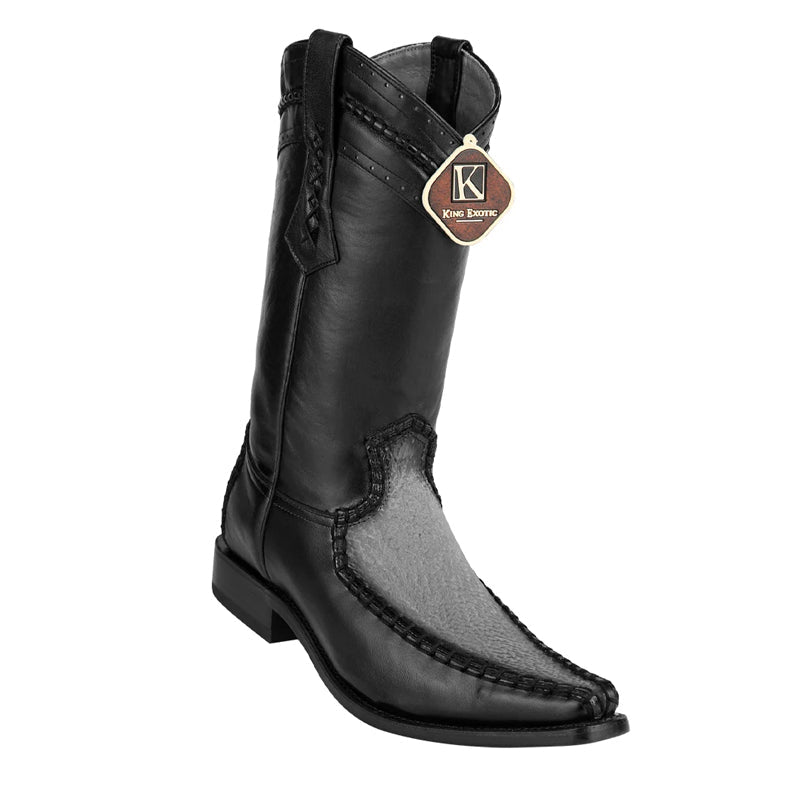 King Exotic Sharkskin European Toe Boots - Black