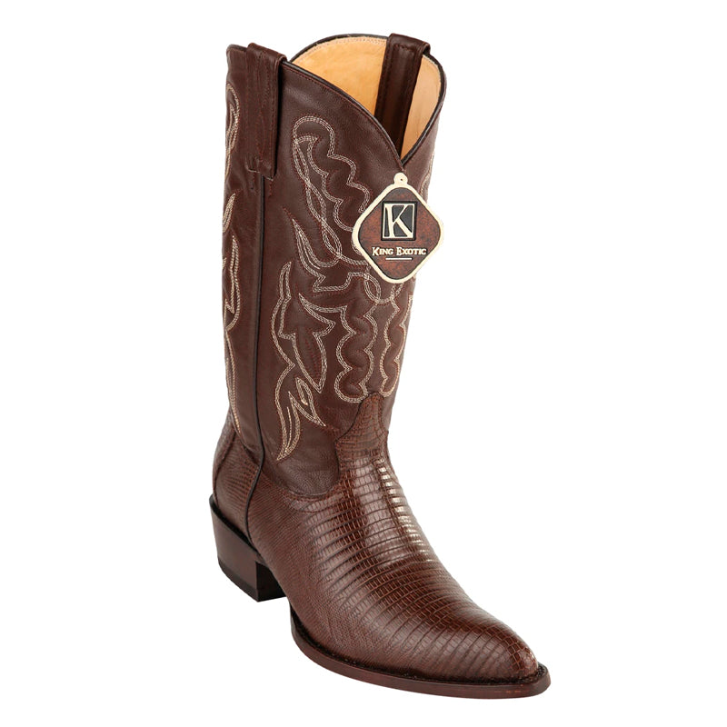 King Exotic Teju Lizard Western Brown Boots for Men