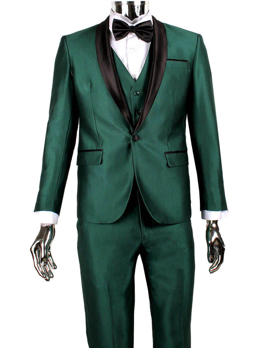 Emerald Green Sharkskin Slim Fit Tuxedo Set