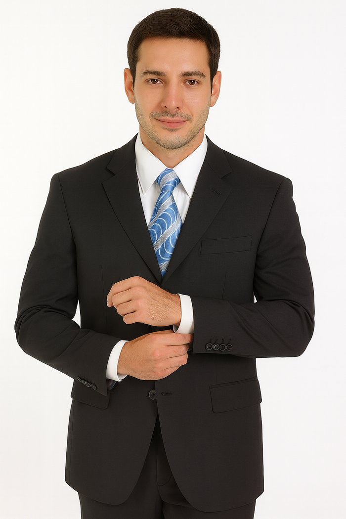 Milano Moda 3-Button Navy Suit for Men