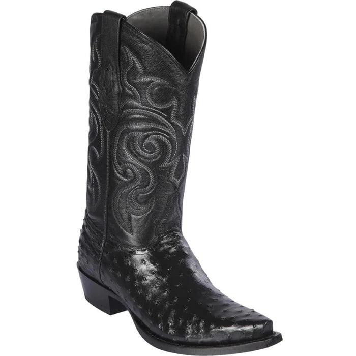 Men’s Black Ostrich Snip Toe Cowboy Boot