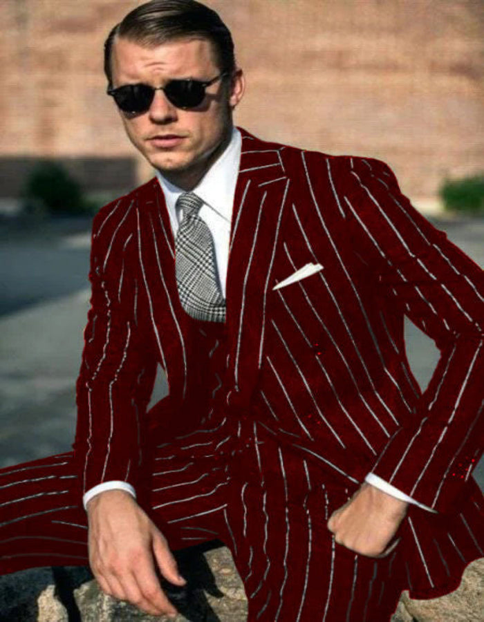 Black Chalk Pinstripe 1920s Gangster Suit