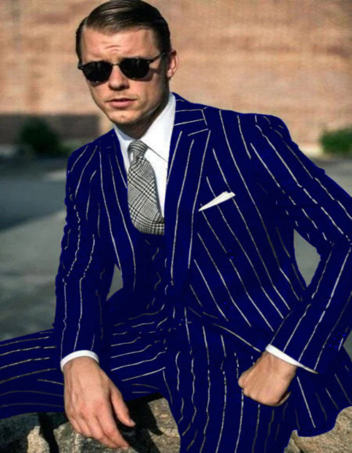 Black Chalk Pinstripe 1920s Gangster Suit