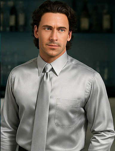 Shiny Silky Satin Dress Shirt/Tie Combo Available in All Colors Men's Dress Shirt