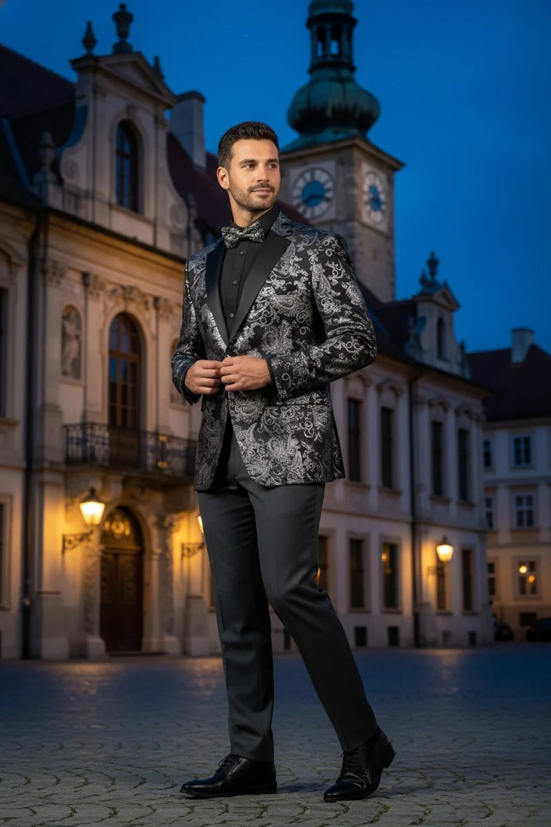 Mens Silver Tuxedo Jacket