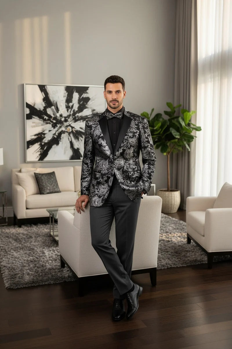 Mens Silver Tuxedo Jacket