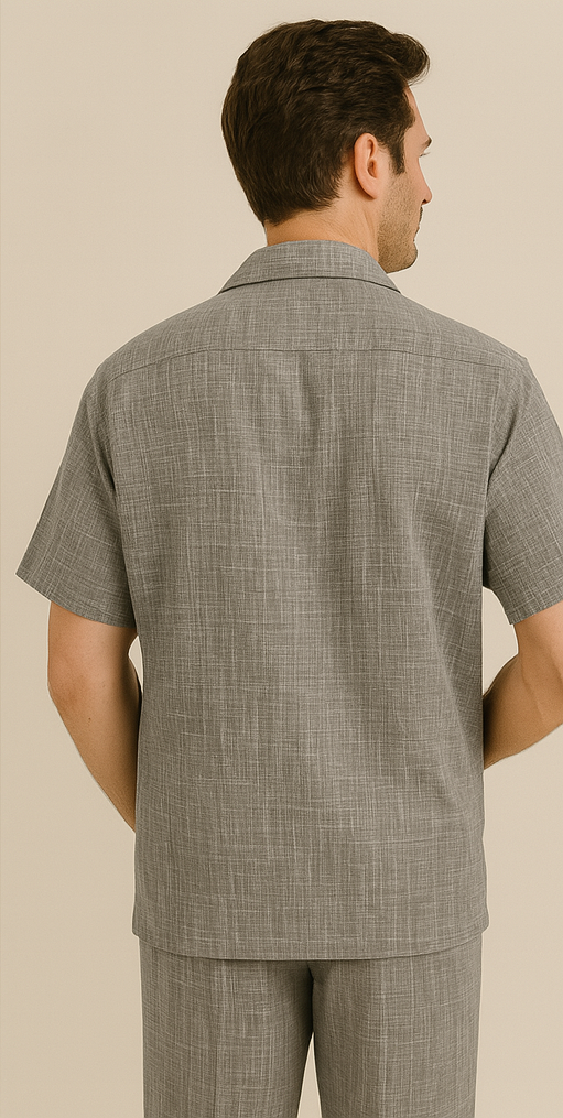 Mens Walking Suit - Casual Shirt and Pants - Grey