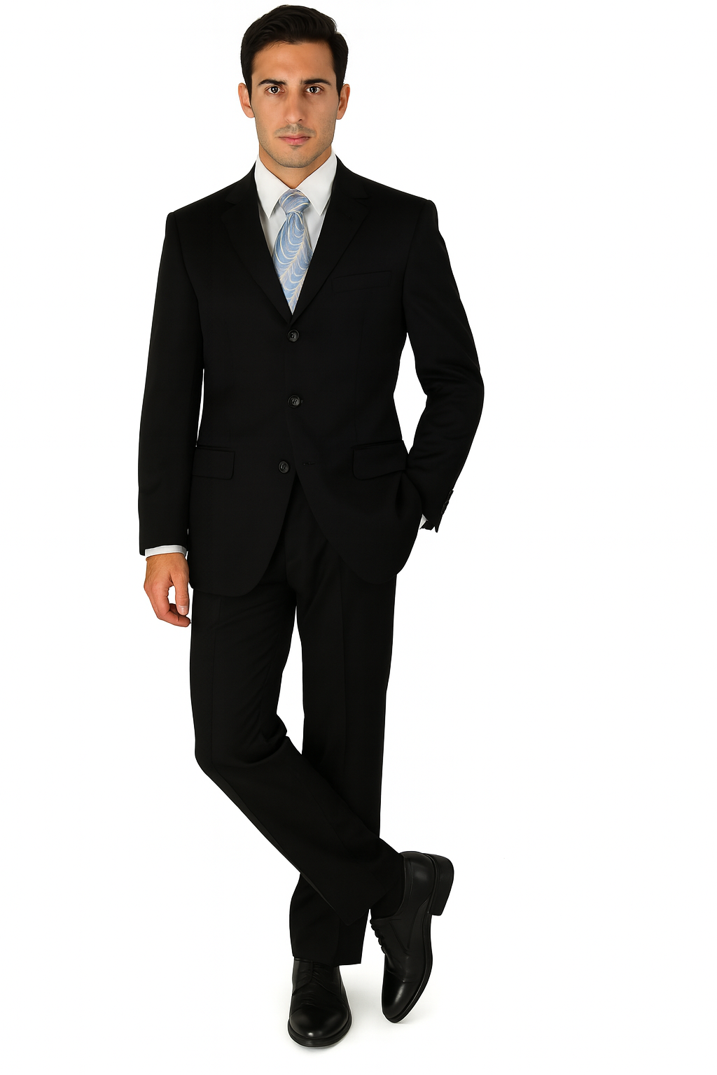 Milano Moda 3-Button Navy Suit for Men